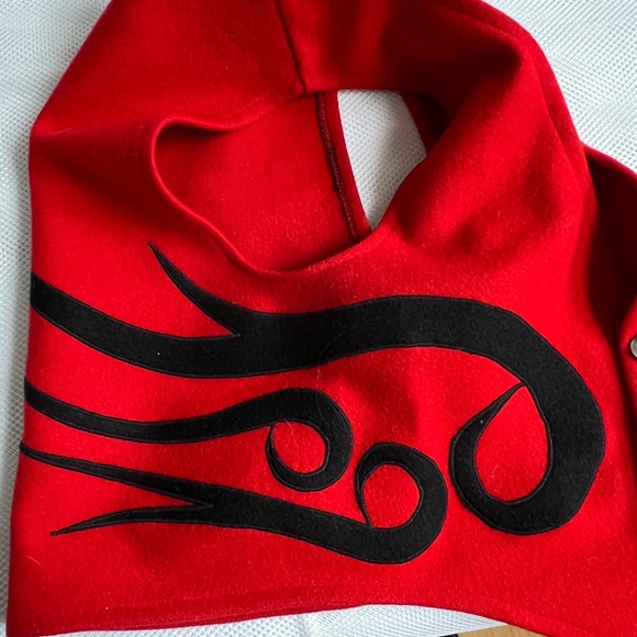 Vest by Karl Harris Design Stolo Nation Canada Red & Black Wool 3 Button Size M - Picture 4 of 6